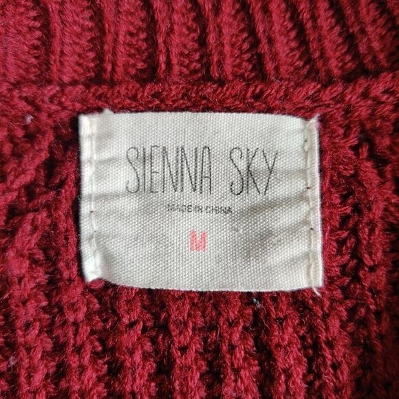 Sienna Sky ribbed burgundy pullover sweater sz M - Picture 7 of 8